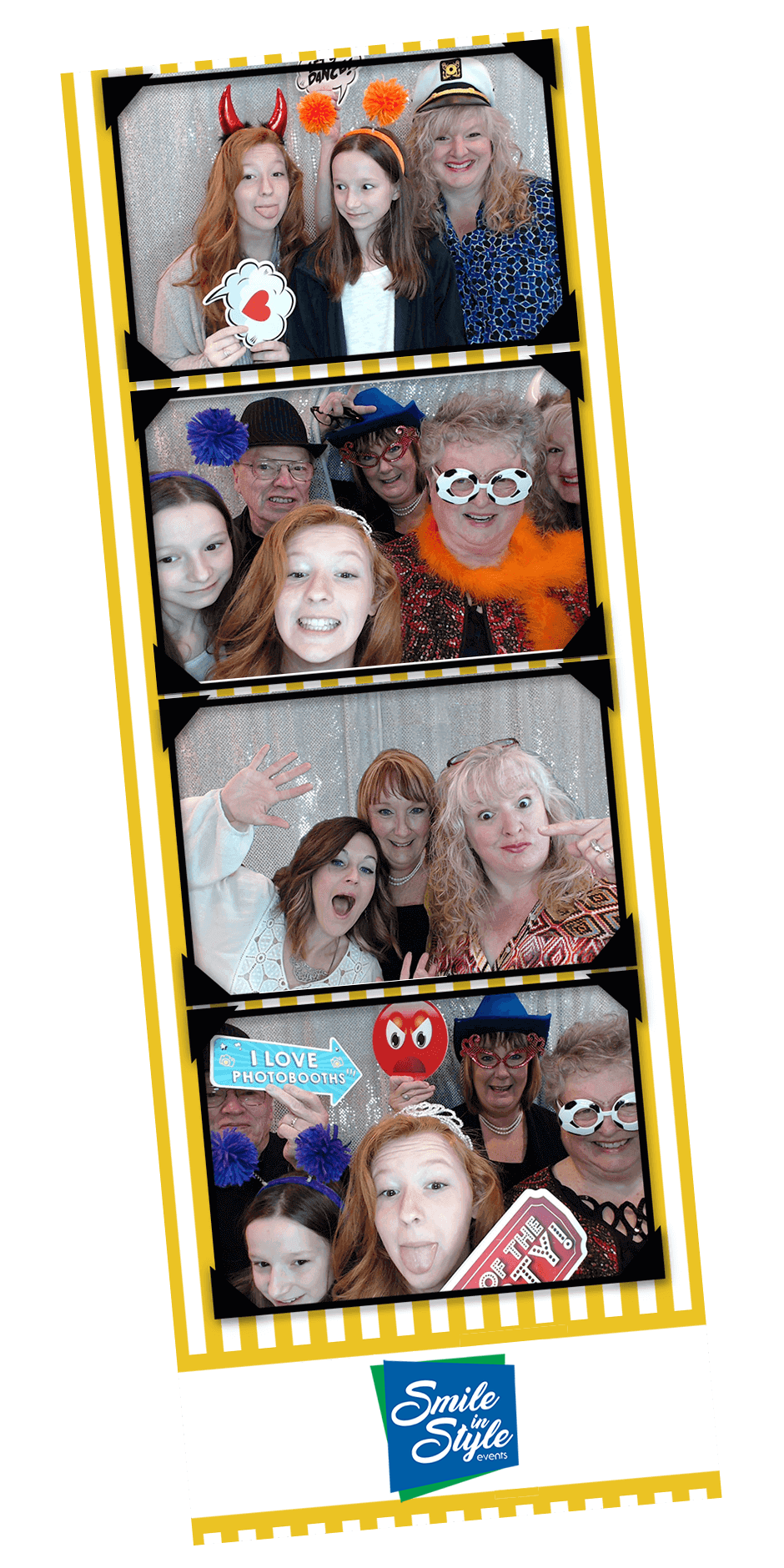 a photo strip with four silly photos of the cheese me  photo booth team