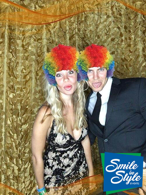 Two people having fun at the Social Photo Booth.