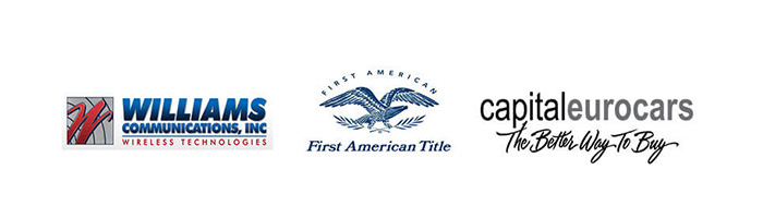 business logos for williams communication, first american title, and capital eurocars
